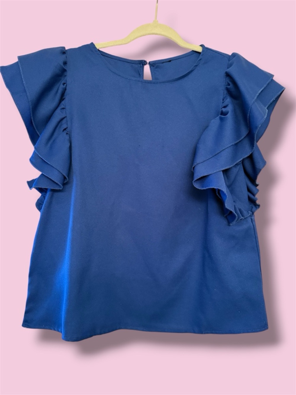 Ruffled Sleeve Blouse in Royal Blue